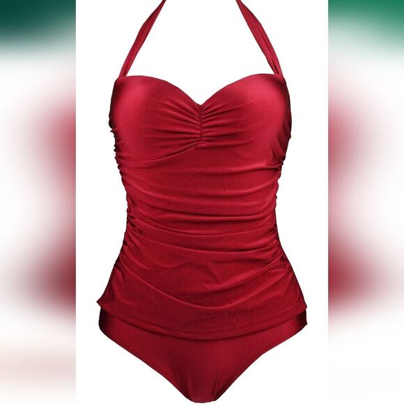 COCOSHIP 50s Elegant Inspired Retro Vintage One Piece Swimsuit Large - Picture 1 of 4